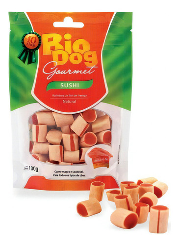 12x Petisco Bio Dog Gourmet Sushi- Para Cães- Frango-100g