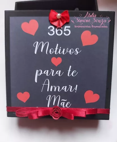 Caixinha 365 motivos pra te amar personalizada - Dia dos Namorados -  Dedicarte Artesanato