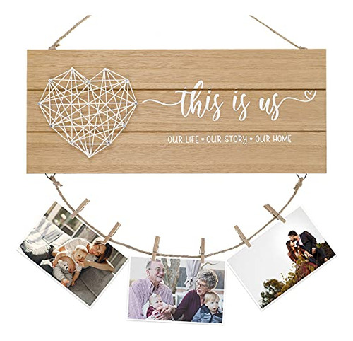 This Is Us Rustic Picture Clip Photo Holder - Farm Hous...