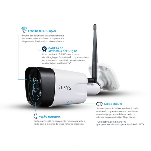 Imagem 2 de 6 de Camera Ip Wifi Full Hd Elsys 1080p Ir 30m Smart Ip66 Cel App