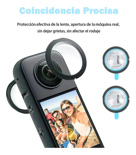 Tapas Protectoras Lentes Transparente Compatible Insta360 X3 Negro