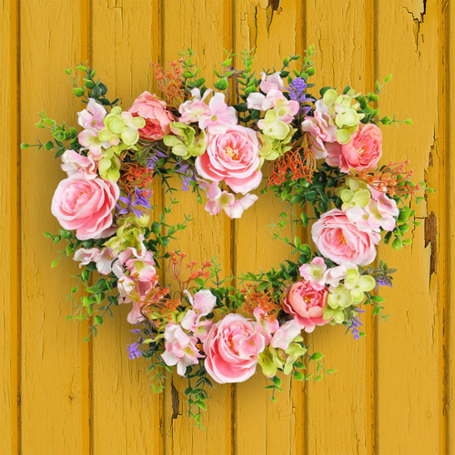 Corona De Rosas Artificiales En Forma De Corazón Para El