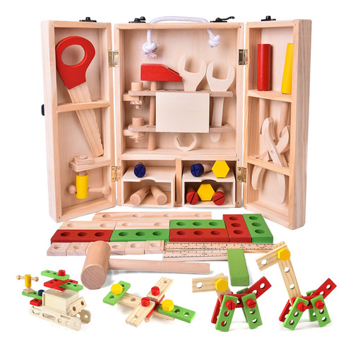 Fun Little Toys Caja De Herramientas De Madera Maciza Educa.