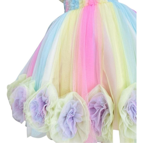 Vestido De Festa Infantil Luxo Arco Íris Candy Colors Ateliê