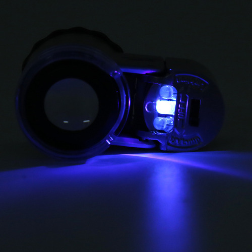 Lupa De Microscopio 50x Mini Portátil Con Moneda Led