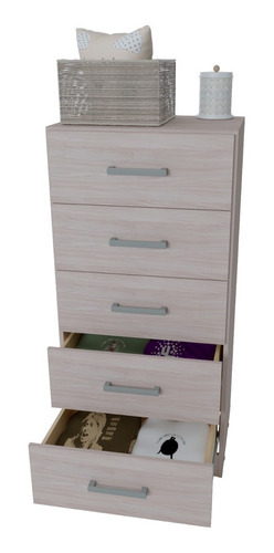 Comoda Moderna Chifonier Cajonera Melamina 5 Cajones 0,60 Color Mogno