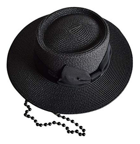 Sombrero Fedora De Paja Con Parte Superior Plana Y Liviano P