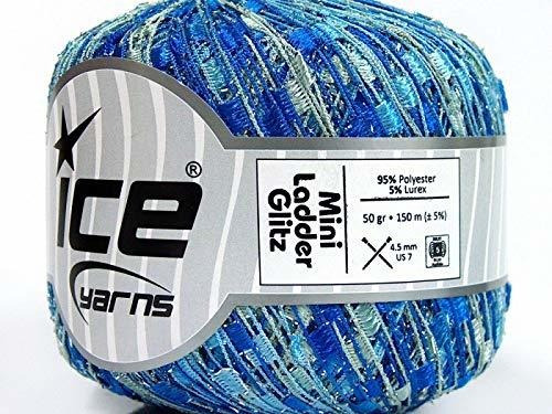 Azul Claro Cascada Brillo Mini Escalera Hielo Enrejado Yarn