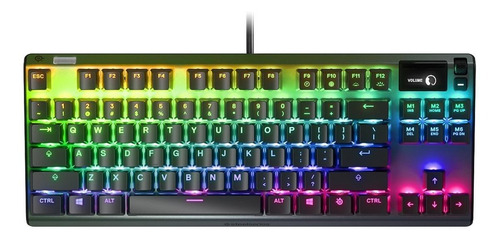 Imagen 3 de 3 de Teclado gamer SteelSeries Apex 7 TKL QWERTY QX2 Blue inglés US color negro con luz RGB