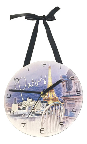 Reloj De Pared De Diseño Nocturno Con Torre Eiffel Y Cinta 2