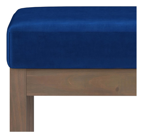 Banco Otomano Rectangular 68 Cm Terciopelo Azul Sala Dormito