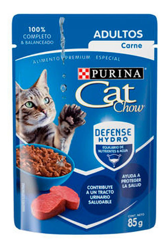 Alimento Gato Cat Chow Hydro Adultos Carne 85g Purina