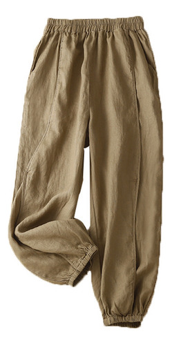 Pantalones Capris Elásticos Bordados De Algodón Para Mujer