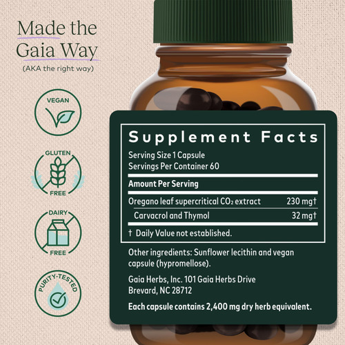 Suplementos Gaia Herbs, Óleo De Orégano, Fito-cápsulas Líqui