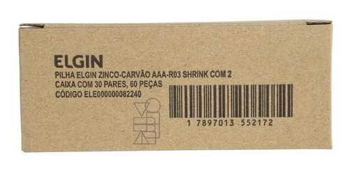 60 Pilhas Zinco Carvão Aaa Palito Comum Caixa Elgin