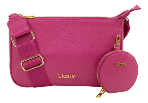 Bolsa Feminina Classe Crossbody Anita Couro - 3014 Cor Rosa