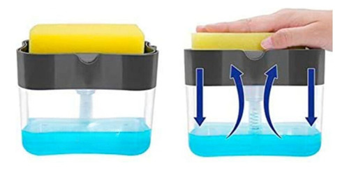 Dispensador De Jabón Liquido Lava Trastes Cocina Con Fibra Color Azul Claro