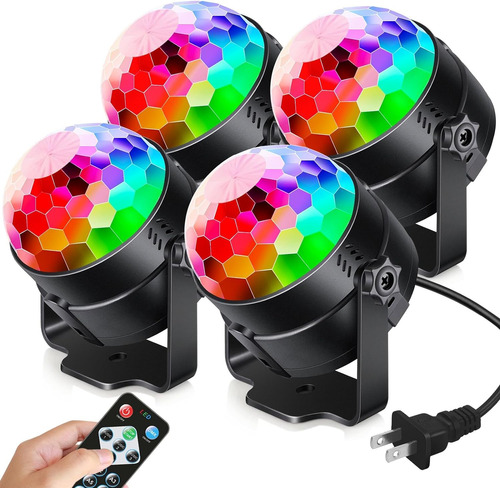 Paquete De 4 Luces De Fiesta Activadas Por Sonido Contr...