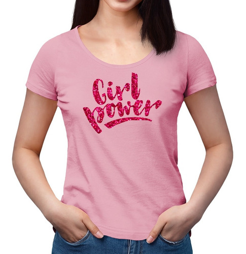 Polera Girl Power - Frase Feminista - Estampada - Escotada