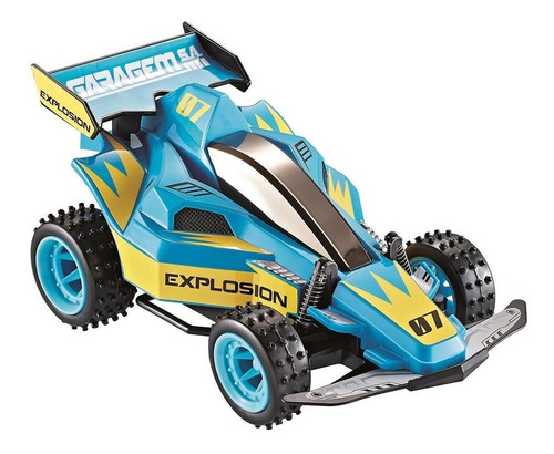 Imagem 3 de 5 de Carro Controle Remoto Garagem Explosion Azul Candide 3547