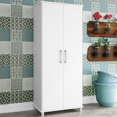 Armário Multiuso Slim 2 Portas 4 Prateleiras Branco