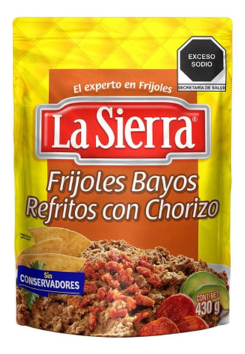 7 Pzas Frijoles Bayos La Sierra Refritos Con Chorizo 430 G