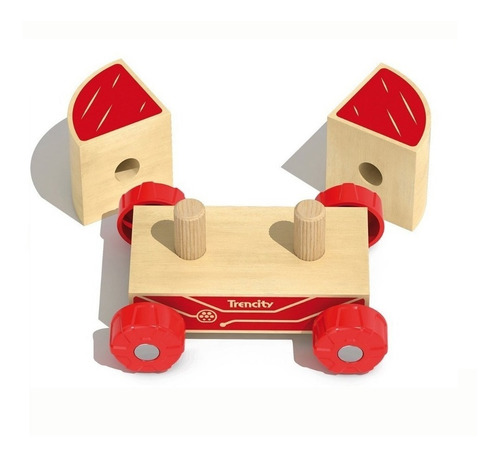 Imagen 3 de 10 de Trencity Blocars Auto Rojo Modular Madera Individual