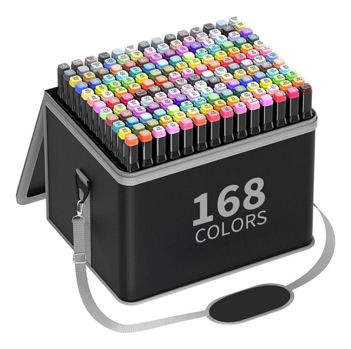 168 Lápices Para Colorear Marcadores Doble Punta + Estuche