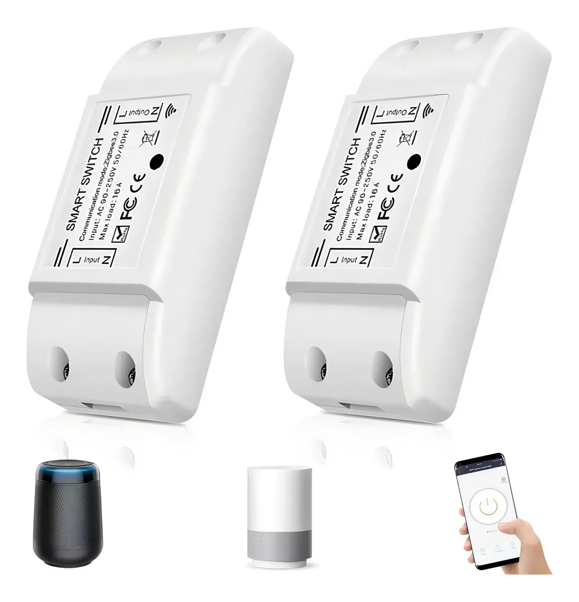 2 Psc Interruptor Inteligente Smart Switch Wifi Para Alexa Solo 2.4G Wifi Interruptor Inteligente Relevador AC Componentes Electronicos