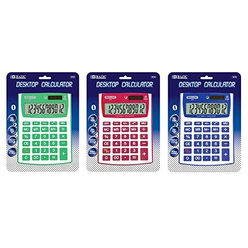 Bazic Dual Power Fancy Color De 12 Digitos Calculadora De Co