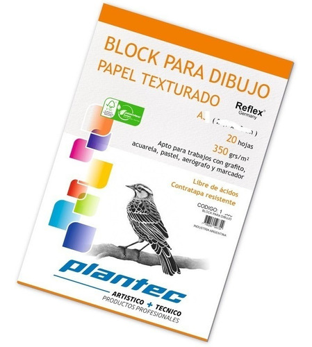 Block Papel Texturado Plantec A5 350g Encolado Acuarela