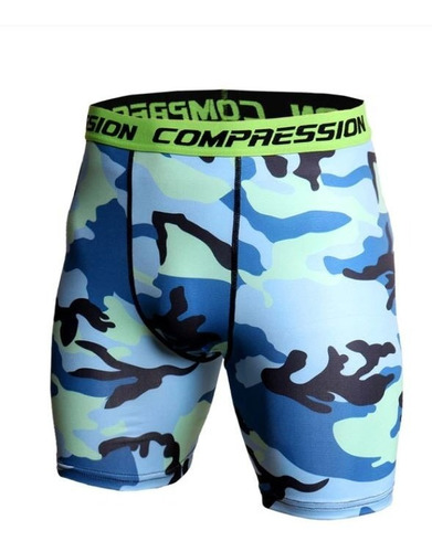 Calzas Corta De Compresion  Numero 5. Camuflaje Tonos Azul