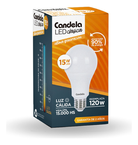 Lamparas Led 15w Luz Calida Alta Potencia = 120w Candelax5un