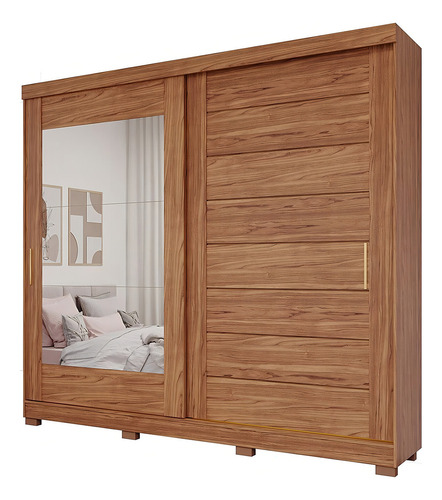 Guarda-roupa Casal 2 Portas De Correr 8 Gavetas Com Pés Wt