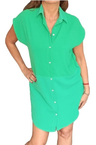 Imagen 5 de 9 de Vestido Camisero Poplin Elastizado Y Broderie