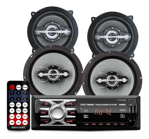 Radio Bluetooth Automotivo + 4 Falantes Dianteiro Traseiro 