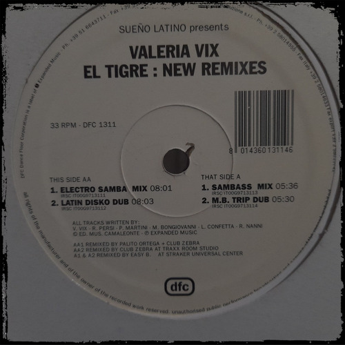 Sueño Latino Presents Valeria Vix - El Tigre Vinilo Maxi