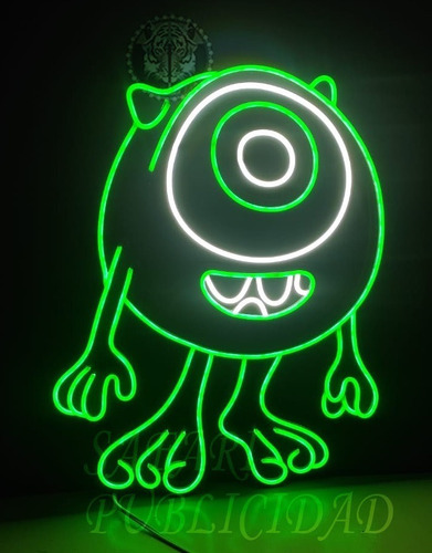 Cartel Neón Led Mike Monsters Inc Luminoso - Decorativo