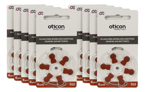 Kit 60 Baterias Pilha Aparelho Auditivo A312 Pr41 Oticon