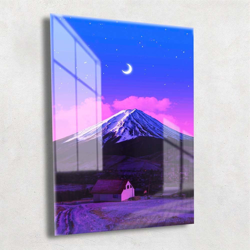 Quadro Metalizado Monte Fuji Japão Coleção Neon Arts Brilho