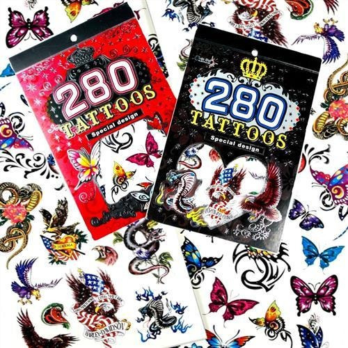 280 Tatuajes Temporales Tattoo Mariposas Dragones 8x11 Cm.