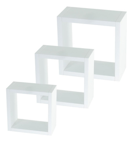 Kit 3 Nichos Decorativos Branco Mdf - 30x30, 25x25, 20x20cm