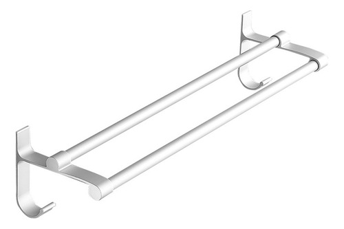 Toallero De Aluminio Con Barra Doble, Color Blanco Plateado,