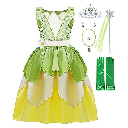 Vestido De Princesa Rana Hada Verde Niñas, Vestido De ...