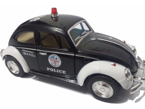 Carrinho Fusca Polícia Americana - Beetle Miniatura 1/32