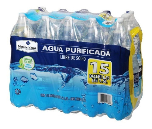  Botellas Agua Natural  Member's Mark 1. 5 Lt. 15 Pz