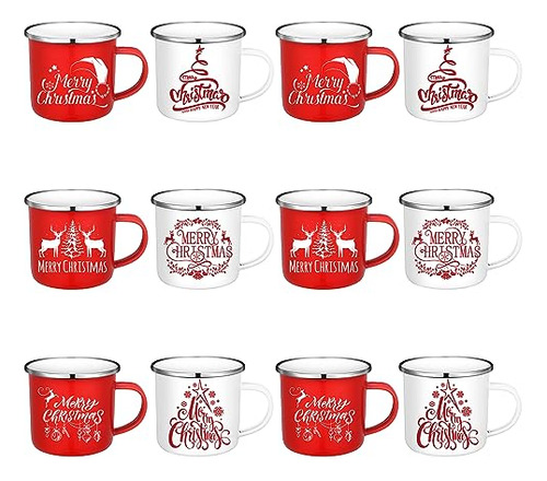 Tazas Navideas Esmaltadas 12 Oz Con Frases - Regalos Para Mu