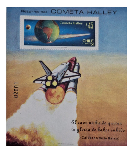 Estampilla Sello Postal Chile Regreso Del Cometa Halley 1985