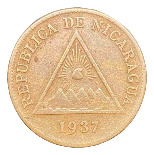 Nicaragua - 1 Centavo - 1937 - Km #11 - Escudo - Cobre