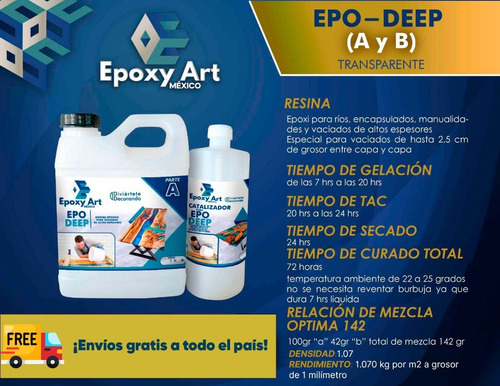 Resina Epoxica 1.42kg Epo Deep, Epoxy Art México.